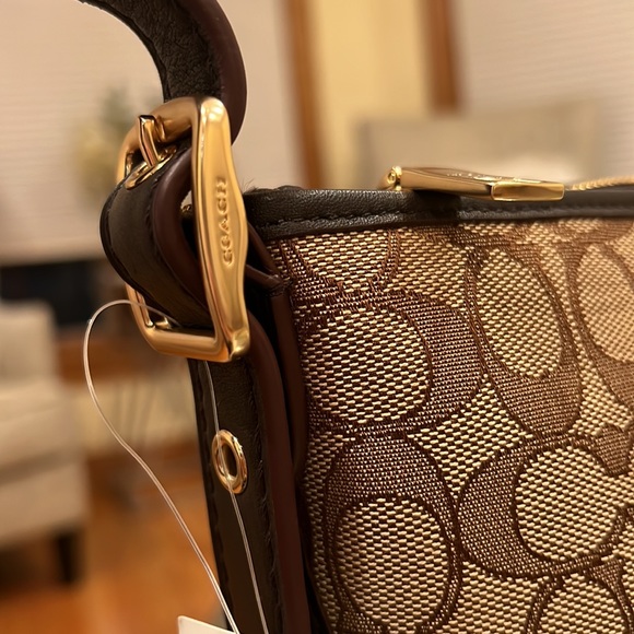 Coach Small Dufflette In Signature Jacquard Crossbody Bag Khaki Brown 25697 - Picture 11 of 11